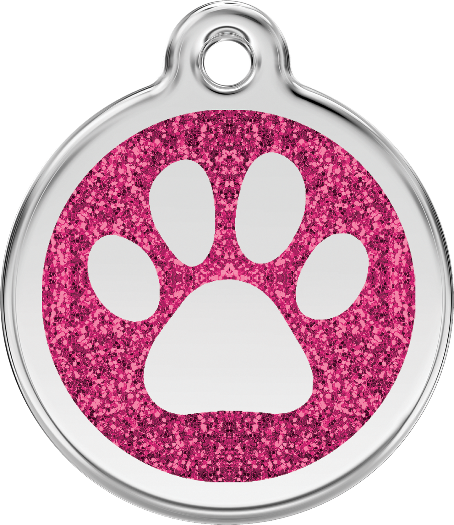 Red Dingo Paw Prints Glitter Pet Tag