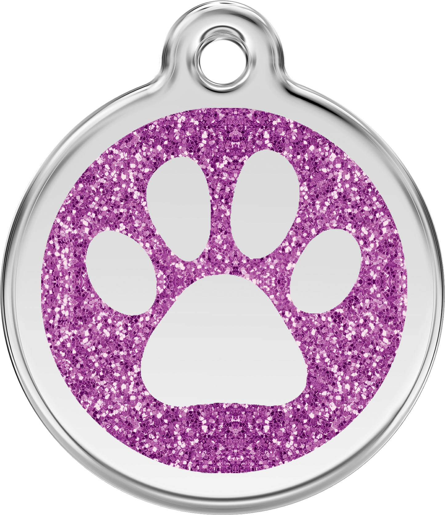 Red Dingo Paw Prints Glitter Pet Tag