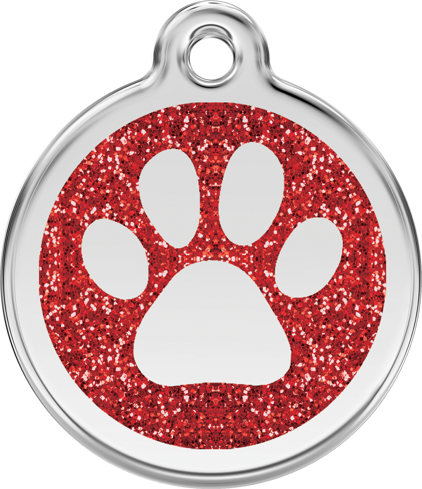 Red Dingo Paw Prints Glitter Pet Tag